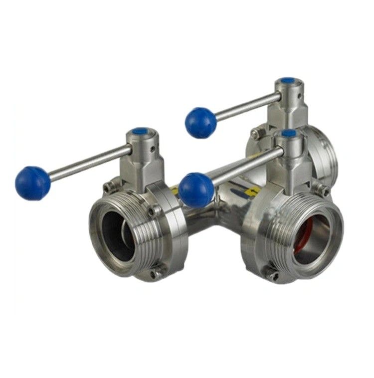 SS 304 de Sanitaire Vleugelklep van 316L, Ingepaste Vleugelklep Met drie richtingen
