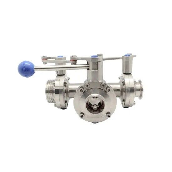 SS 304 de Sanitaire Vleugelklep van 316L, Ingepaste Vleugelklep Met drie richtingen