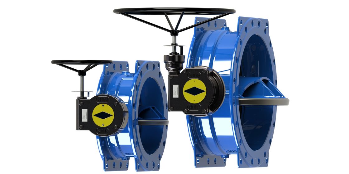 De blauwe Klep van de het Watercontrole van RAL 5010, verdubbelt Zonderlinge Vleugelklep