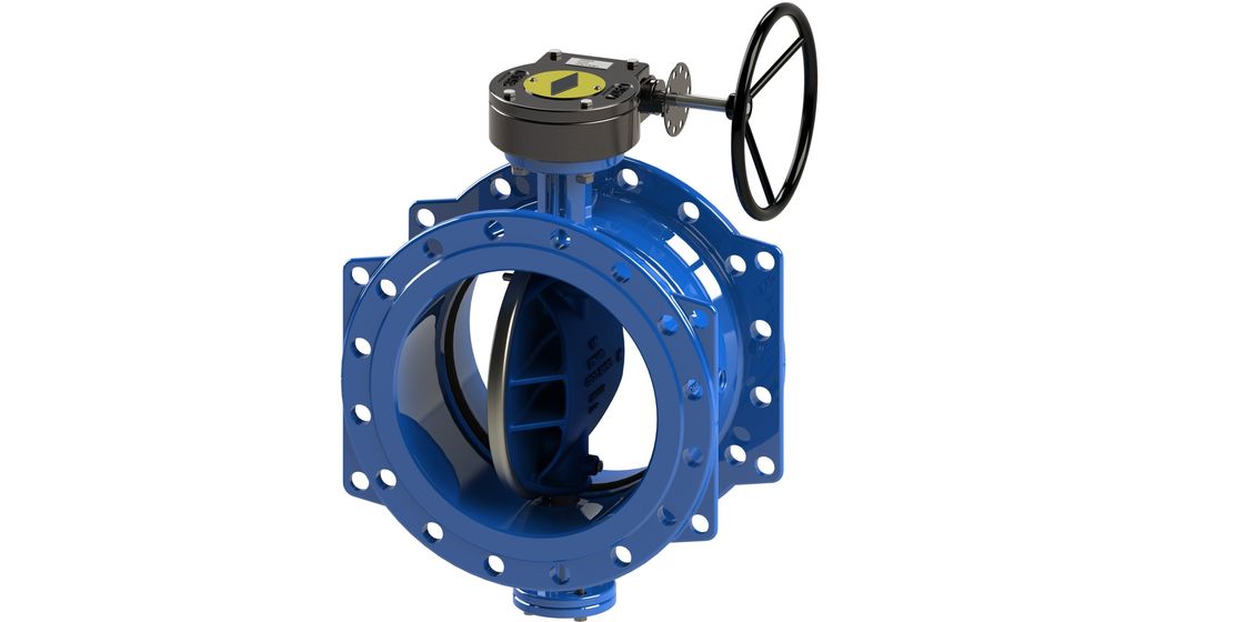 De blauwe Klep van de het Watercontrole van RAL 5010, verdubbelt Zonderlinge Vleugelklep